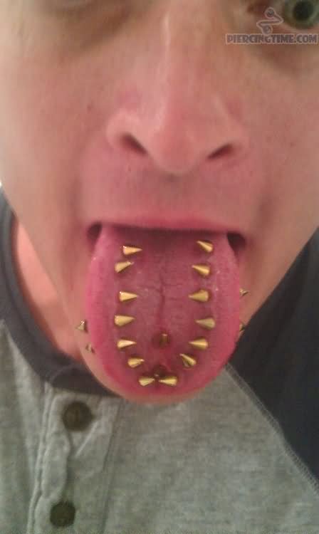 Multiple tongue outlet piercings